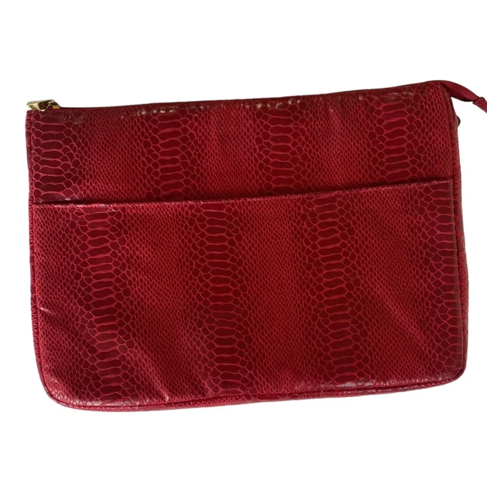 Red Faux Crocodile Skin iPad Case File Holder. Excellent condition!